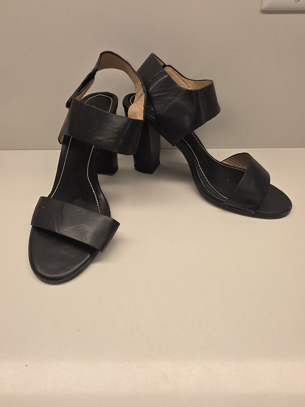 miami Black Strappy Block Heel Sandals - Picture 2 of 9
